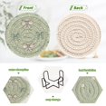 thumbnail image 2 of 6 Pcs Drink Coasters with Holder 3.94in Woven Coasters for Drinks Green and Mint Bows Coaster Set for Protection Table, 2 of 7
