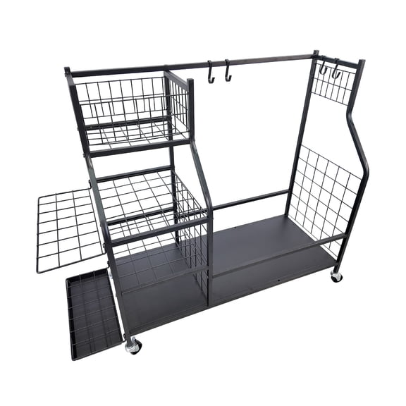 Garage Golf Bag Organizer, Wheeled Golf Bag Storage Stand, Fits 2 Golf Bags and Other Golfing Equipment Accessories, Includes Extra Golf Club Storage Rack, Golf Equipment Rack for Shed and Basement