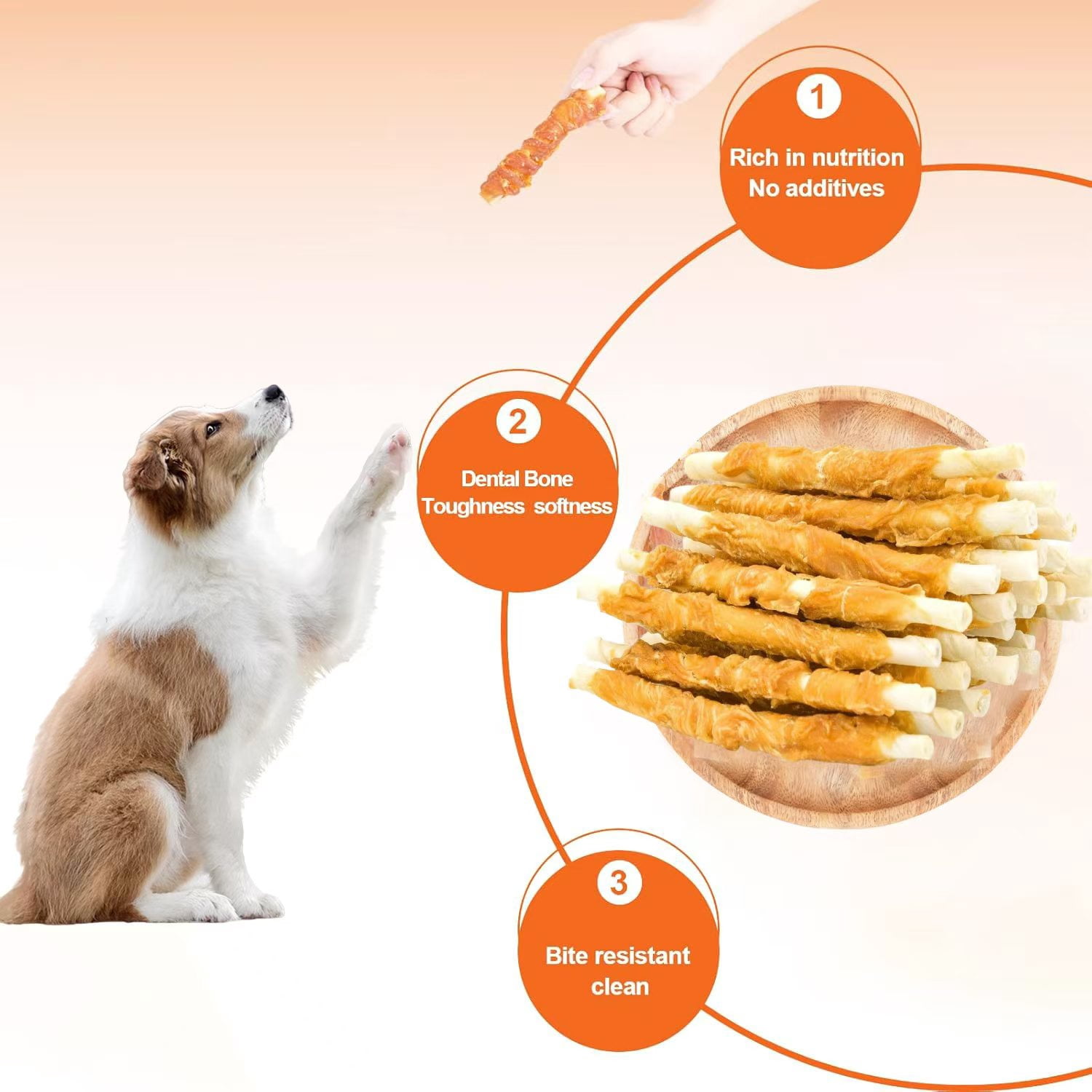 KITTYAMIGO 36PCS Premium Chicken Wrapped Cowhide Teething Treats for Dogs - Natural Grain-Free Dental Chews for Puppies and Adult Dogs, Perfect Training Reward & Oral Care Chew Sticks
