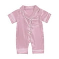 thumbnail image 2 of Sopiago Summer Pajamas Baby Boy Girl Button Down Romper Cute Sleepwear One-Piece Pjs Light Pink,0-3 Months, 2 of 4