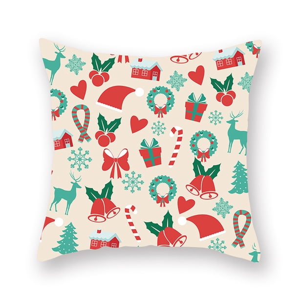 Advancent Funda de almohada de 2 piezas con estampado de elementos navideños, decoración de funda de almohada de poliéster lavable para sofá, funda de Kits de decoración para fiestas B-06719 Advancent HA007819-19