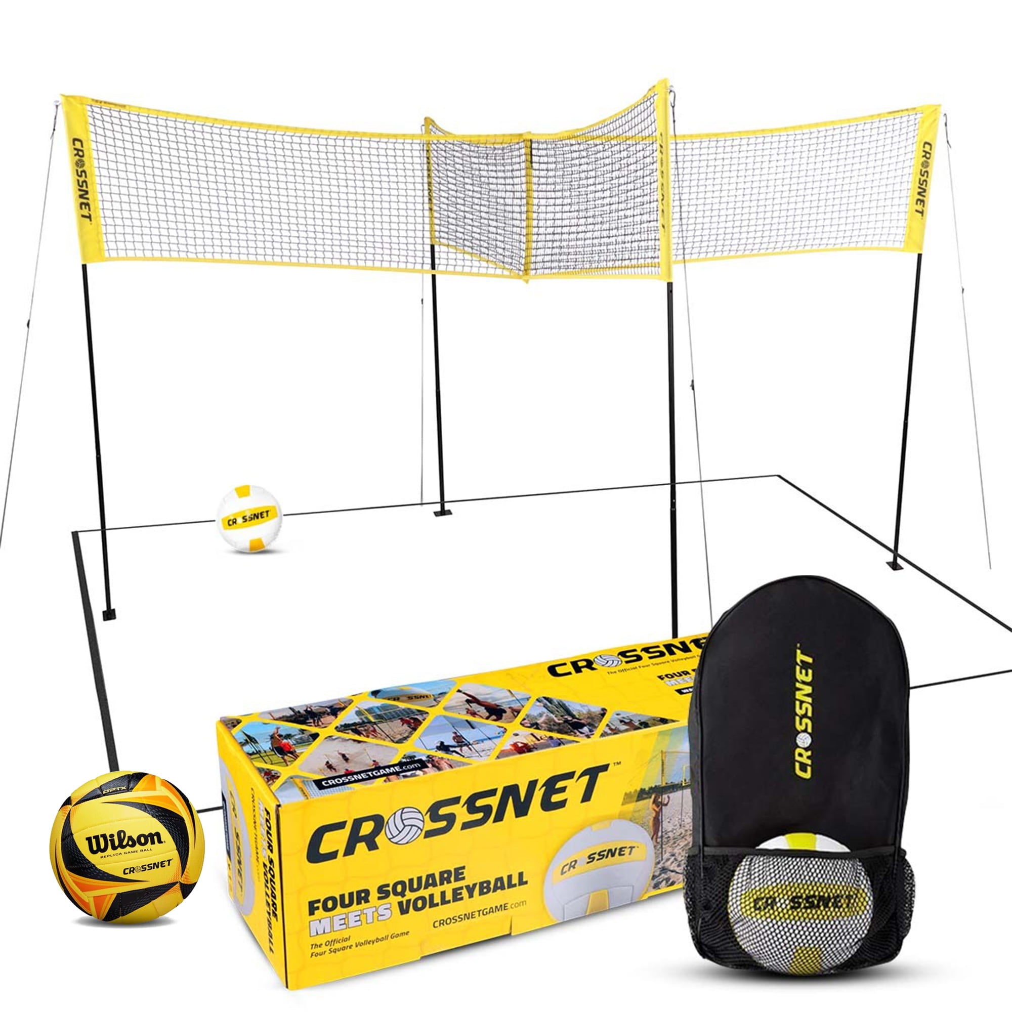 Four Square Volleyball Net Game Set & Wilson X OPTX Replica