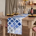 thumbnail image 2 of Blue Morocco 48 Inch Table Runner, Vintage Graffiti Paint Art Boho Dappled Farmhouse Dresser Scarf Cotton & Linen Tablerunner for Dining/Kitchen Island/Holiday Party Décor 13" x 48", 2 of 9