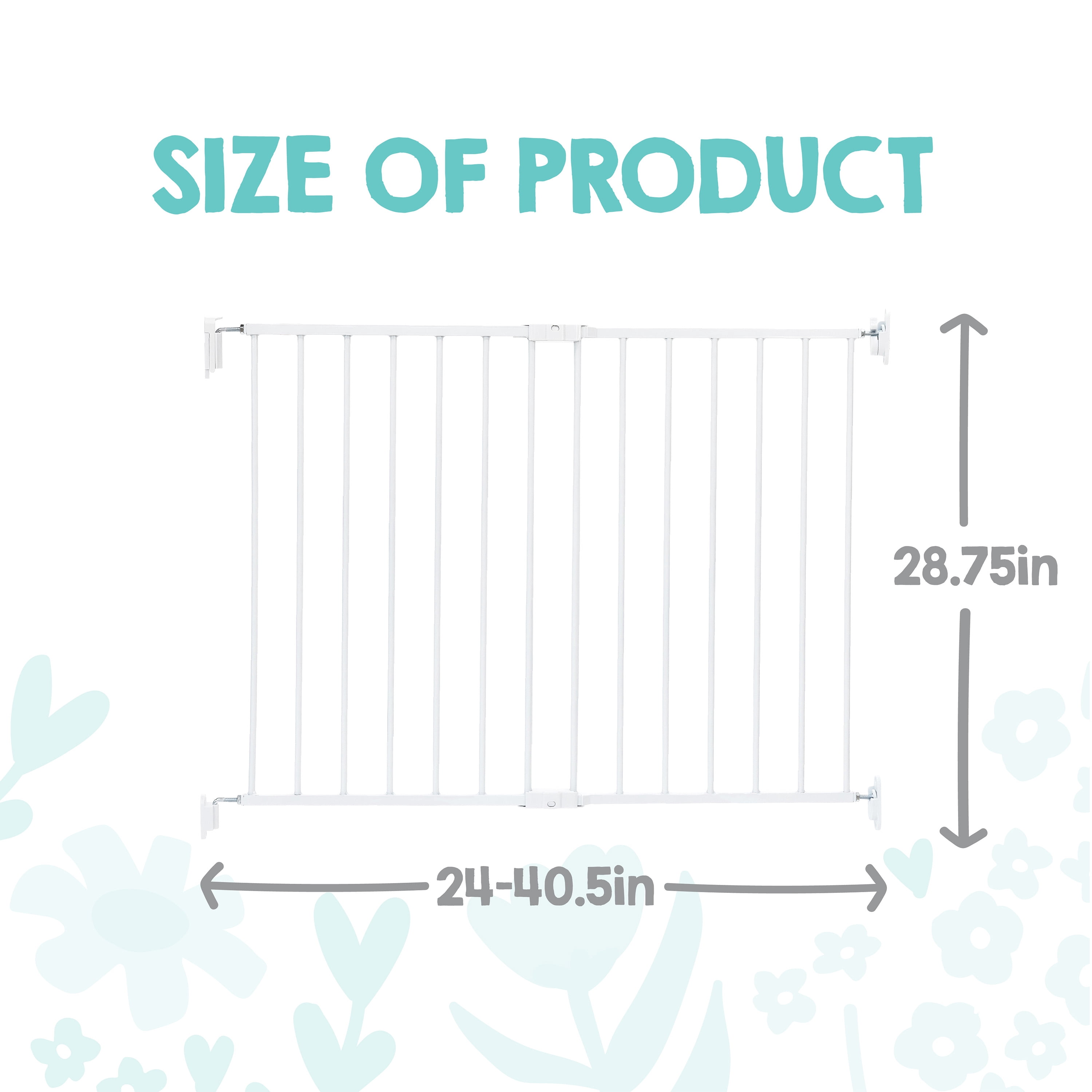Regalo Extra Wide 2-in-1 Stairway & Hallway Baby Safety Gate with Mounting Kit, 24-40.5 in, Ages 6-24 Months
