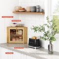 thumbnail image 2 of Bamboo Corner Bread Box for Kitchen Counter, 2 Tier Bread Keeper Wooden Round, Farmhouse Bread Storage Bin for Kitchen Countertop, Counter Organizer for Bread, Cup, Fruit, Spice, Snack, 2 of 7