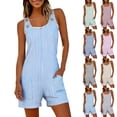 thumbnail image 1 of Sentmoon Short Romper Sleeveless Women Rompers and Jumpsuits Striped Print Button Down Regular Fit Vacation Outfits for Women Summer for Concert and Rave S-2XL, 1 of 7