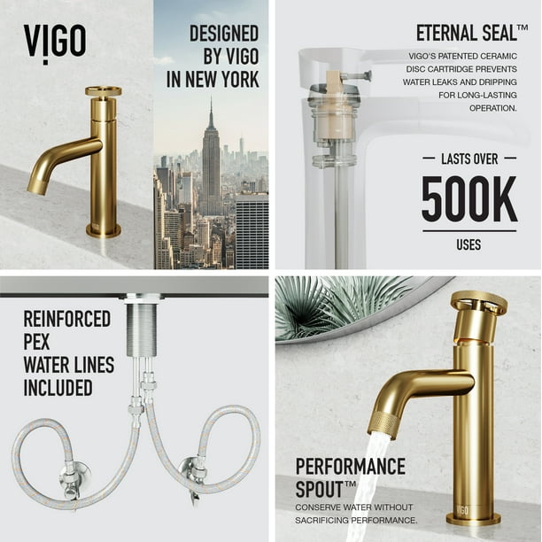 NEW SEALED Vigo Cass shops Single Handle Bathroom Faucet Gold