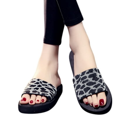 

Avamo Women Wedge Leopard Slides Open Toe Sandals