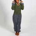 thumbnail image 2 of Gibobby Mono Bombachos Pijamas de manga larga de lana artificial para mujer Casual Color sólido Cremallera Suelta con capucha Mono Pijamas Casual Invierno Cálido Orejas lindas(Gris， XL), 2 of 5
