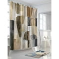 thumbnail image 3 of Fsddascl Abstract Black Brown Shower Curtain Set - 48" x 72" Washable Bathtub Curtain with 12 Hooks, Vintage Geometric Art Waterproof Fabric Stall Shower Curtains for Bathroom/Bathtub Décor, 3 of 6