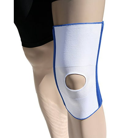 Dual Stay Compression Support Knee Brace w/ Open Patella (Small White w/ Blue