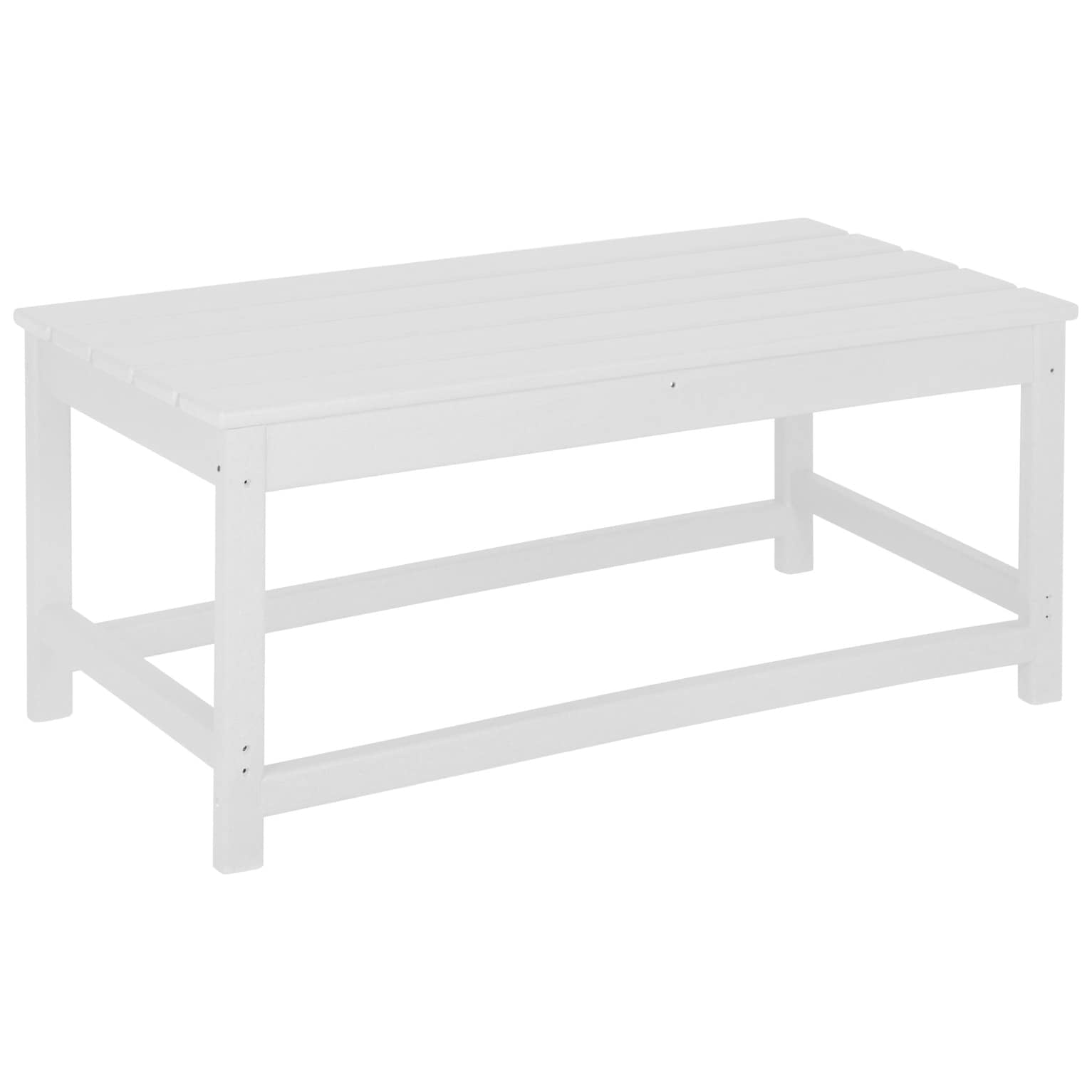 3PC Outdoor Poly Coffee Table and Side Table Set, White