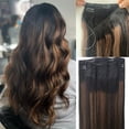 thumbnail image 1 of Extensiones de cabello con alambre marrón degradado, extensiones de cabello con reflejos negros naturales a marrón castaño, 16 pulgadas, 70 g, postizo de alambre recto, extensiones con clip con línea, 1 of 5