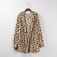 thumbnail image 6 of Cardigans on Clearance Fashion Women's Leopard Faux-Fur Fuzzy Warm Winter Oversized Outwear Long Coat, 6 of 9