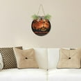 thumbnail image 6 of Coolnut Winter Halloween Pumpkin Welcome Sign with Bows and Grass Rings, Round Door Hanging for Holiday Indoor and Outdoor Family Door Wall Home Decor, 6 of 7