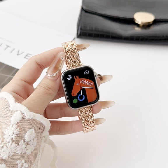 Slim Metal Band Compatible with Apple Watch Band 41mm 40mm 38mm,Dressy Stainless Steel Chain Strap with Link Removal Tool for Women iWatch Bands Series 9 8 7 6 5 4 3 2 1 SE, Rosegold
