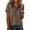 Brown, variant on Waffle Knit Short Sleeve Polo Shirt with Denim Collar and Button Front Casual Loose Fit Top for Women