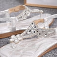 thumbnail image 3 of Sandalias planas para mujer, cómodas y de punta abierta para la playa (Plata 40), 3 of 9