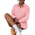 thumbnail image 2 of Oversized Button Down Shirts for Women Shirt Long Sleeve Collared Blouses with Pocket Beach Outfit Pink S, 2 of 10