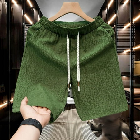 Glisme Men Shorts Casual Summer Loose Knee-Length Sports Thin Pants For Men Trip Work Camping Fishing Golf Army Green