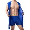 thumbnail image 1 of Men's Hooded Robe, Soft Lightweight Bathrobe for Men with Pockets, Casual Long Sleeve Lounge Robe for Home, Shower, or Pool, 1 of 8