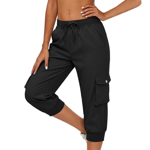 Noric Women's Hiking Cargo Capri Pants Quick Dry Stretch Joggers with Pockets Outdoor Walking Athletic Capris