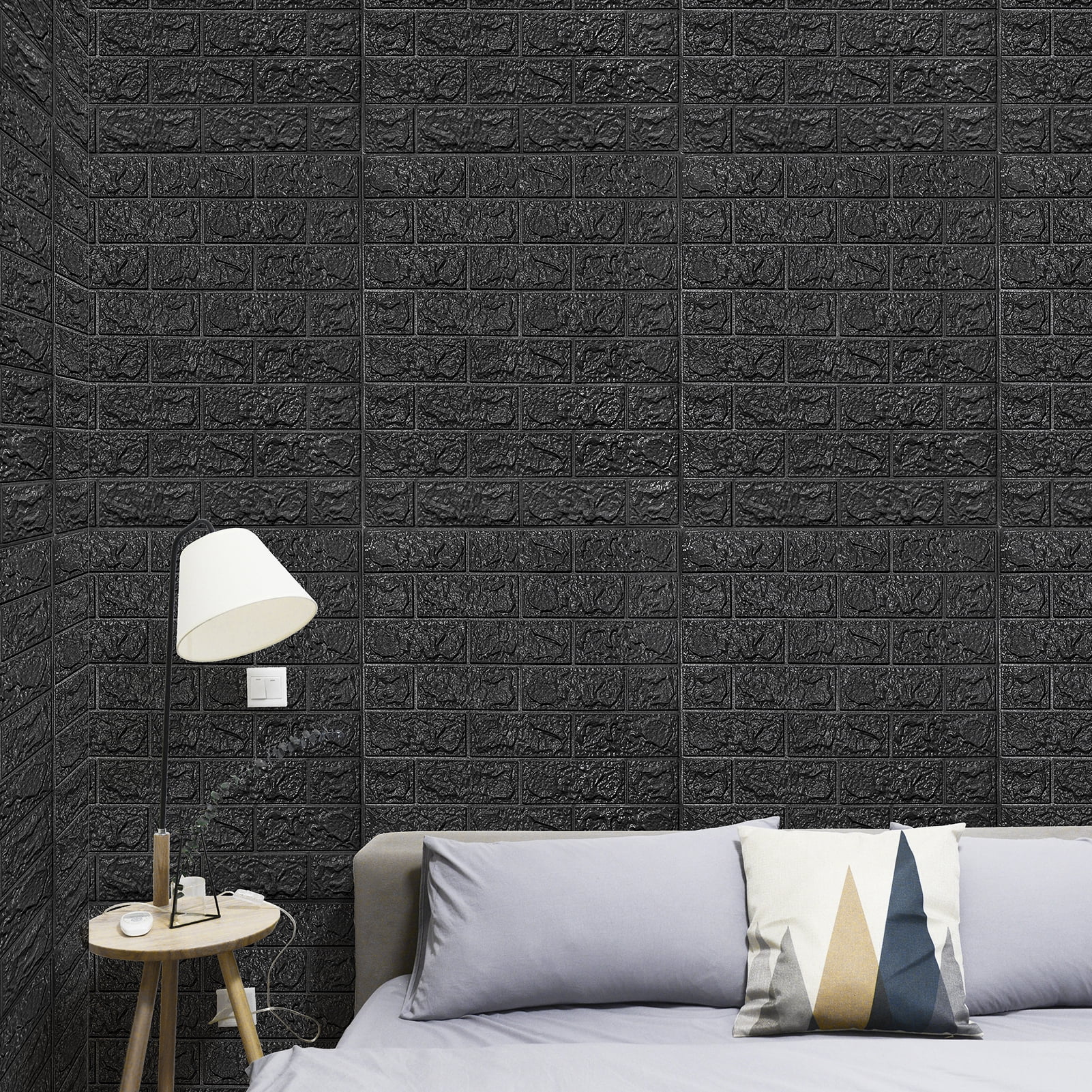 Art3d Black, Peel and Stick Wallpaper 44 Sq.ft, 30 Pieces