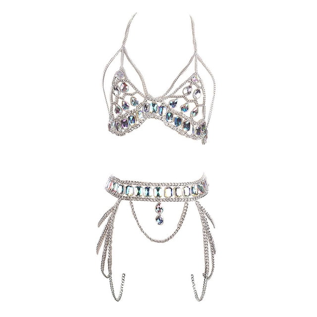 Cadena de femeninos Body Bikini Jewelry for Beach Music Festival Party Presents plata