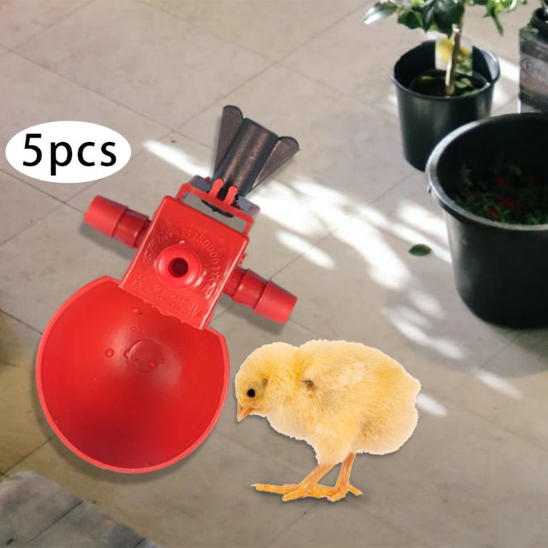 5-Pack Automatic Chicken Waterer Cups - 3/8 Inch Thread, Gravity Fed For Chickens, Ducks, Birds, Rabbits