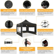 SANOPY 10x10 FT Heavy Duty Pop up Canopy , Commercial Canopy Tent, Adjustable Height Party Tent with 4 Removable Sidewalls, 4Sandbag,Rollerbag, Black