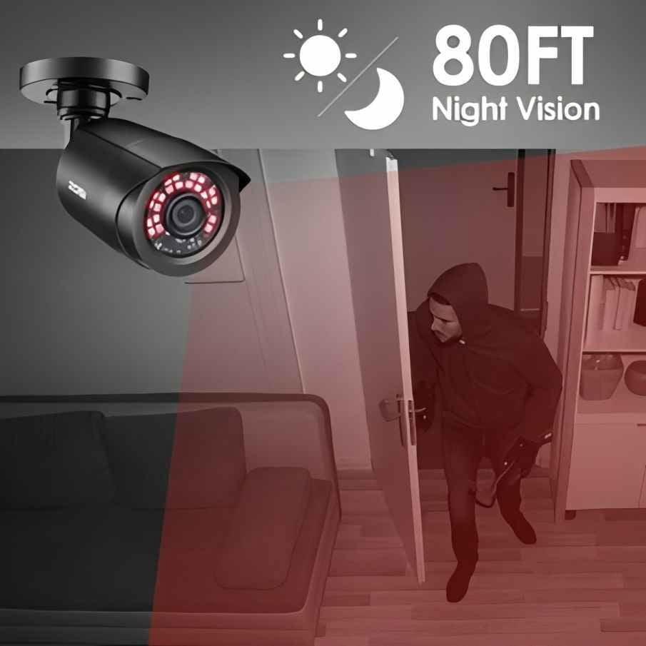 4pcs 8CH 5MP Lite H.265+ Wired Security Camera System - AI Human Vehicle Detection, 4 X 1080P Surveillance Cameras with 60ft BNC Cables, Email Alert with Snapshots (No Hard Drive)