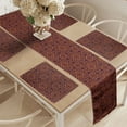 thumbnail image 2 of Ambesonne Bohemian Table Runner & Placemats, Mesh Design Lattice Art, Placemat 4 pcs + Runner 14"x72", Dark Purple and Burnt Orange, 2 of 2