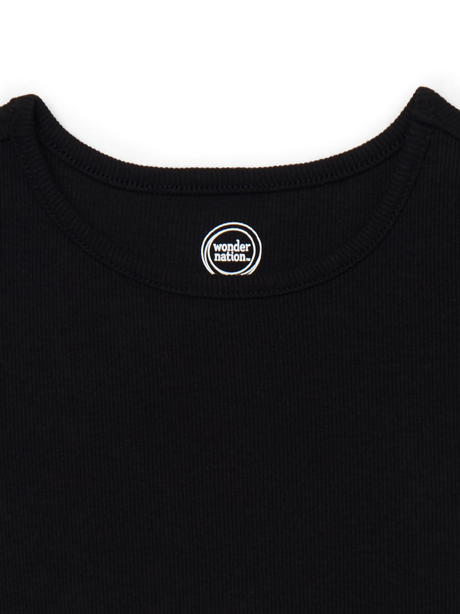 Wonder Nation Girls Short Sleeve Knit Ruffle Top, Sizes 4-18 & Plus