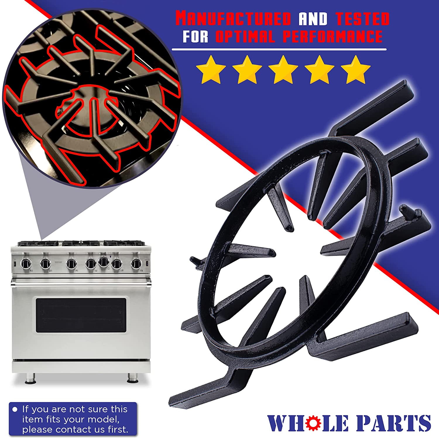 Whole Parts Gas Cooking Ranges Spider Grate Part # PA060001 - Replacement & Compatible with Some Viking Ranges