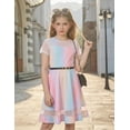 thumbnail image 2 of Arshiner Tween Girls Dress Formal Contrast Mesh Short Sleeve A Line Party Dresses with Pockets, 2 of 6