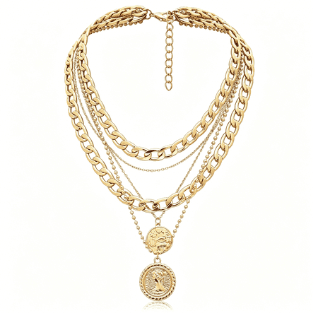 DESIGNICE Boho Layered Necklaces for Women Trendy Retro Coin Pendant Necklace Disc Pendant Necklaces Jewelry