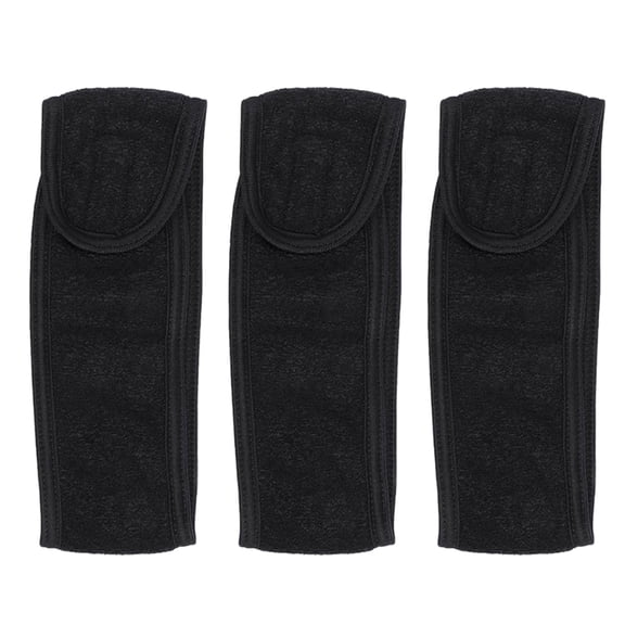 3 Pieces Spa Facial Headbands Makeup Wrap Cloth Stretch Towel with Adjustable Tape in Black
