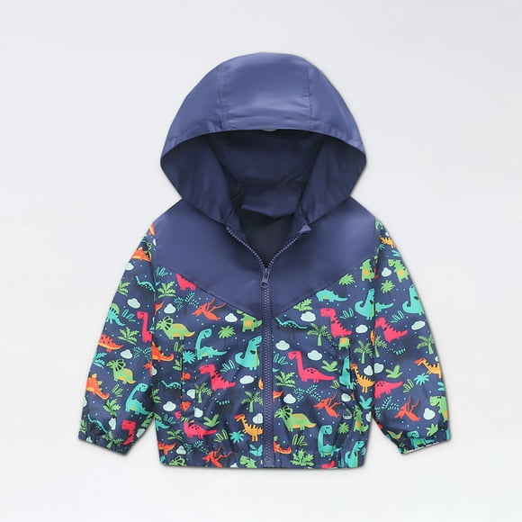 Dvkptbk Jacket Hoodies Toddler Kids Baby Boys Girls Fashion Cute Dinosaur Pattern Windproof Jacket Hooded Coat on Clearance