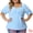 Blue, variant on DARING DIVA Women's Plus Size Sweetheart V Neck Puff Short Sleeve Blouse 1X Black White