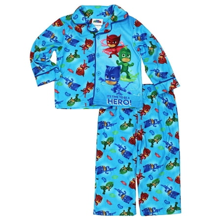 PJ Masks Little Boys Flannel Coat Style Pajamas Set (Best Place To Celebrate Birthday In Pj)