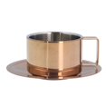thumbnail image 3 of Delaman Coffee Cup, Coffee Cup 304 Stainless Steel Coffee Cup Set with Coffee Plate for Home Outdoor(Rose Gold), 3 of 8
