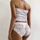 thumbnail image 5 of Conjunto de lencería sexy sin tirantes con encaje cruzado en el pecho para mujer - Ropa interior push up, poliéster, color liso, tallas S-XXL, ropa informal para todas las estaciones, 5 of 7
