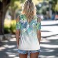 thumbnail image 4 of POLERO Tropical Monstera Leaves Print Short Sleeve Tee Shirts for Women Cold Shoulder Tops V Neck Tshirt Lightweight Soft Cool for Summer Spring Travel Work Beach Vacation Tunic 2XL, 4 of 8