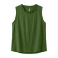 thumbnail image 4 of SSZMDLB Women Plus Size Sleeveless Ruffle Tank Tops Loose Round Neck Basic Tee Solid Boho Casual Summer Tops Vacation Holiday Outfits, Green M, 4 of 7