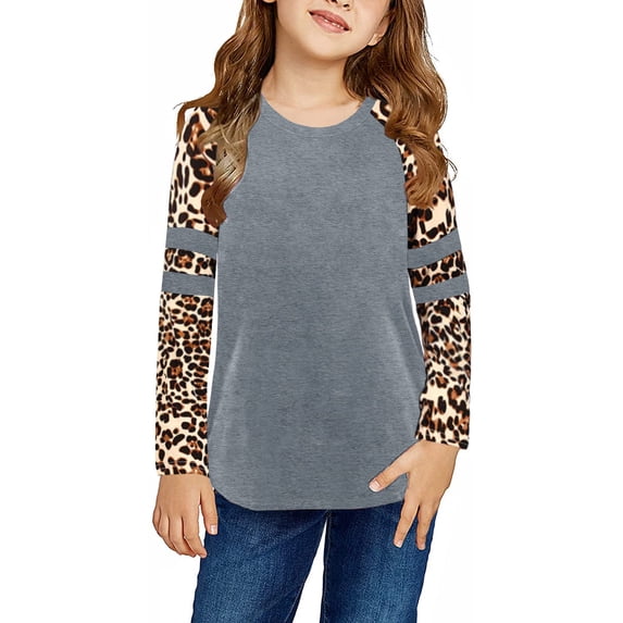 Sherrylily Girl Casual Long Sleeve T Shirts Kids Loose Tunic Tops Tee Size 4-15