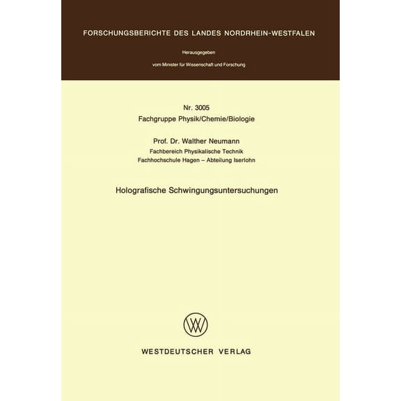 Holografische Schwingungsuntersuchungen, (Paperback)