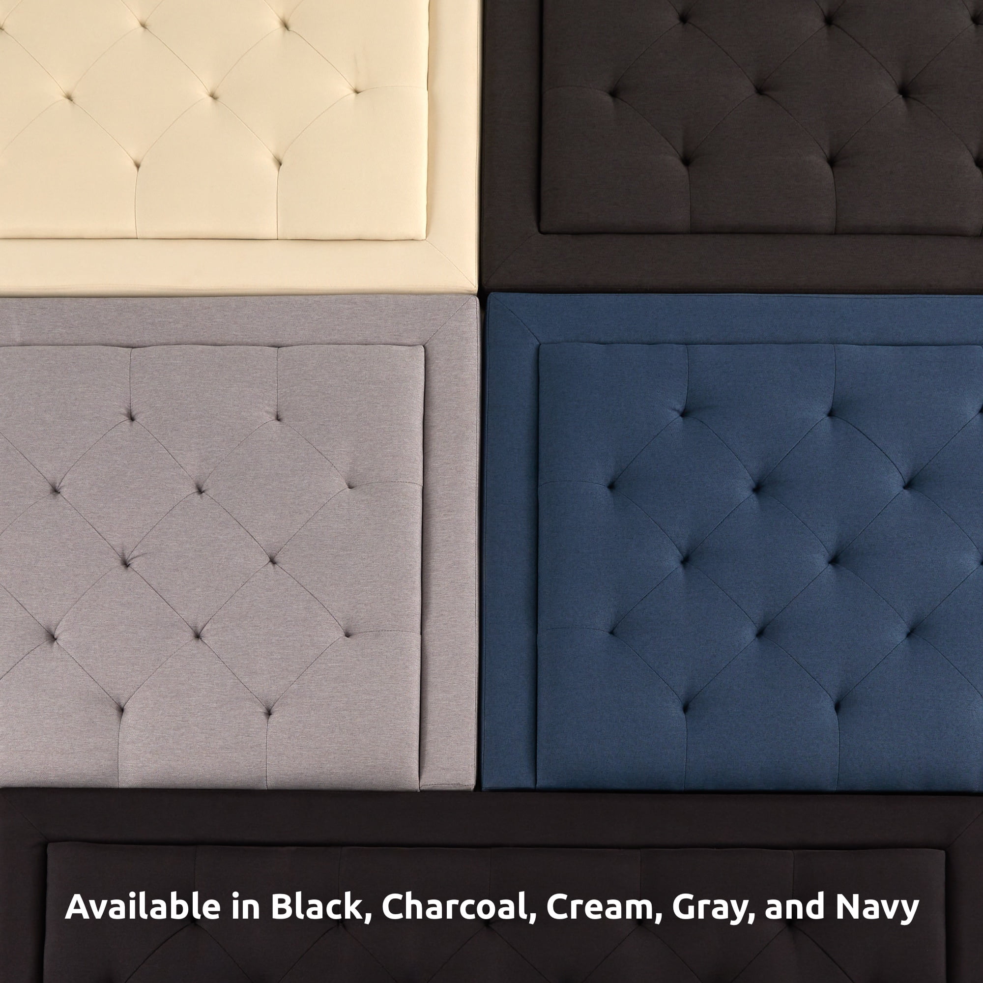 Rest Haven Medford Rectangle Upholstered Headboard with Diamond Tufting, Queen, Gray