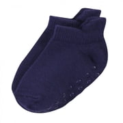 Touched by Nature Baby and Toddler Boy Organic Cotton Socks with Non-Skid Gripper for Fall Resistance, Solid Blue Black, 6-12 Months