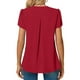 thumbnail image 2 of Blusas de gasa elegantes de verano para mujer, cuello en V, manga corta de pétalo, camisetas básicas plisadas informales, rojo S, 2 of 3