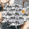 thumbnail image 4 of Dark Grey Palm Tree Round Tablecloth 55-60 Inch Round Fitted Table Cloth with Elastic Edge, Summer Tropical Tree Coastal Beach Waterproof Table Cover Protector for Outdoor Picnic Party Dining, 4 of 9